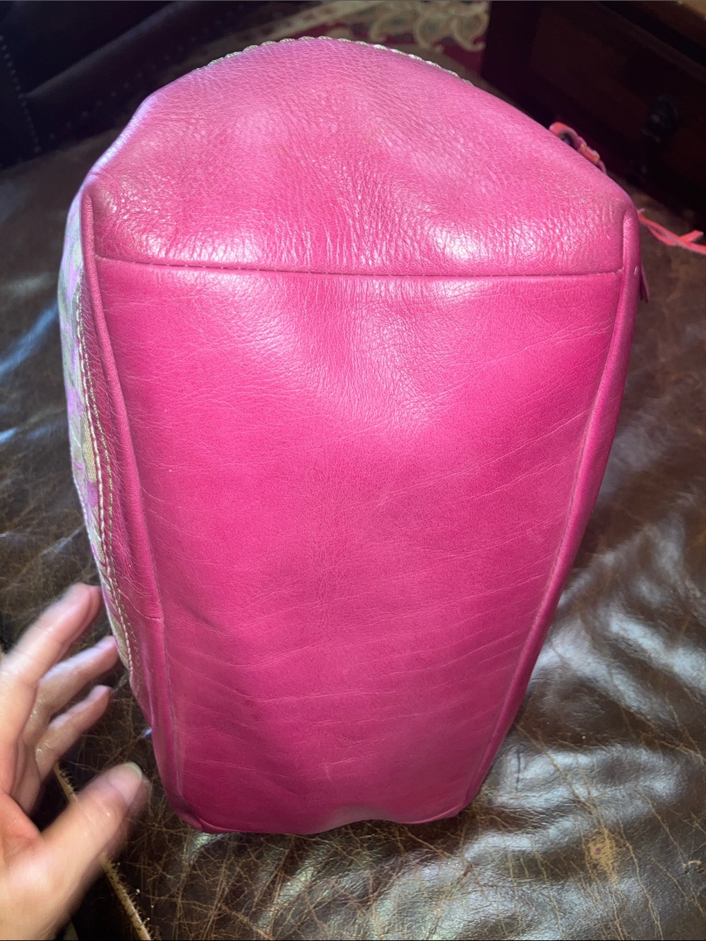 Coach Tie Dye 2005 distressed Pink metallic Signature C Y2K hobo bag - Picture 8 of 16